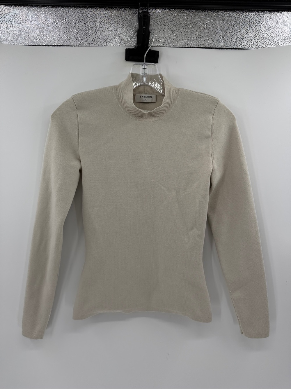 Babaton Women's Mock Neck Sculpt Knit Top - Putty - Small
